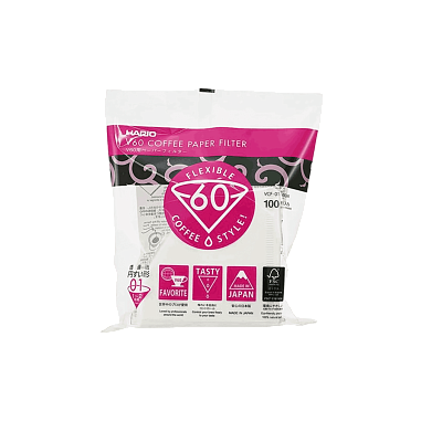 Фильтры для воронок бумажные большие VCF-02-100W Hario (пачка 100 шт)