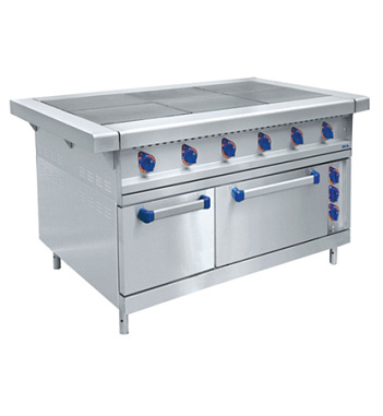 Плита электрическая ЭП-6ЖШ-К-2/1 (6 конфорок, с дух.шкафом, нерж., конвекция) Чувашторгтехника